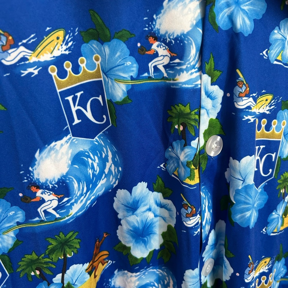 Blue KC Themed Hawaiian Shirt - Picture 2 of 5